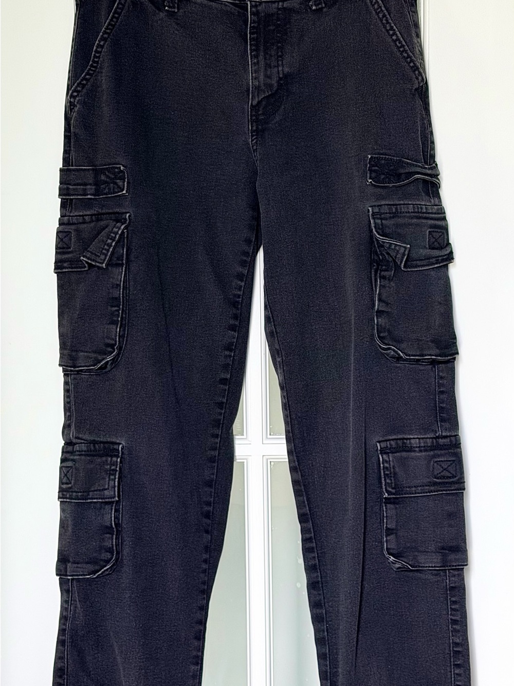 Straight Leg Black Cargo Jeans for Women